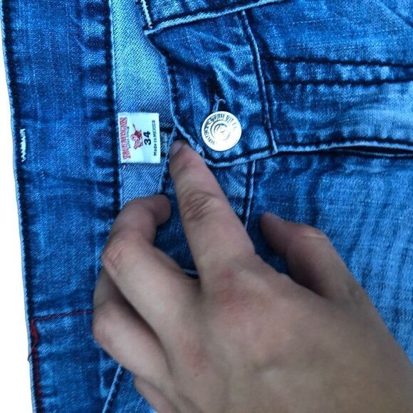 Rare True Religion Jeans Size 34 STRAIGHT FLAP OUTLINE MIDNIGHT BLUE - Picture 7 of 8